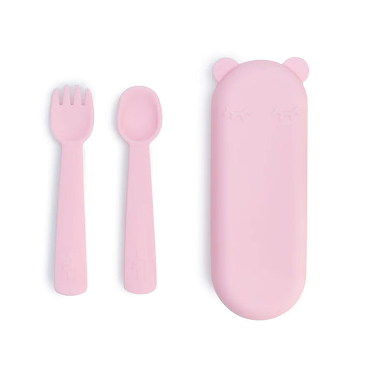 Feedie® - Silicone Fork & Spoon Travel Set (Pink) - We Might Be Tiny