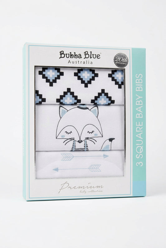 3 square baby bibs - Bubba Blue